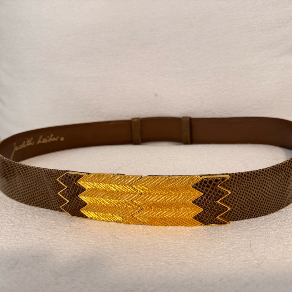 Vintage Judith Leiber Brown and Gold Belt